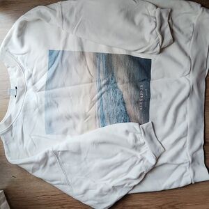Allsaints Cream Sweatshirt with Beach Print Size M womens